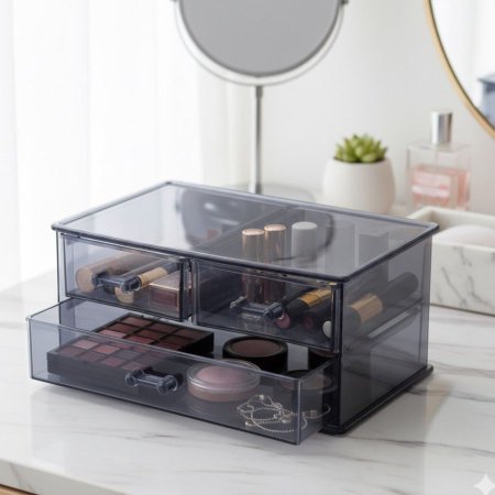 صندوق منظم اكسسوارات 3 جرار 2طبقة اكرلك كحلي AK634 تركي +P